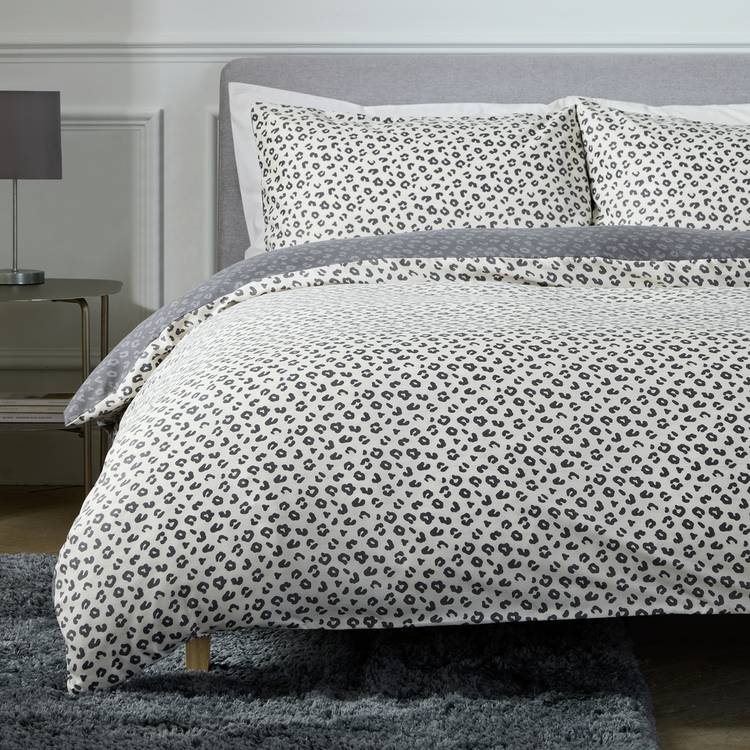 Argos Home leopard print grey bedding set single (British brand)