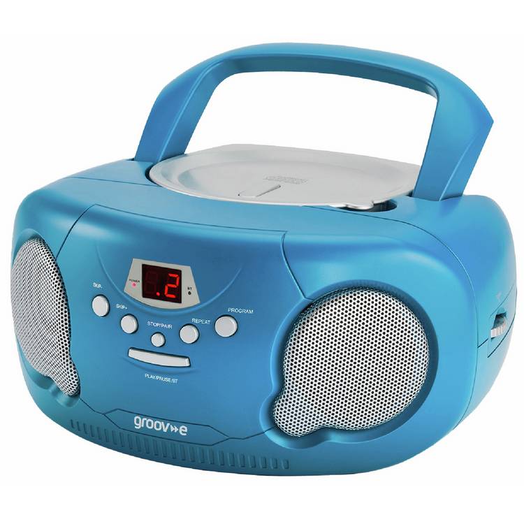 Groov-e Boombox CD player radio blue portable (British brand)