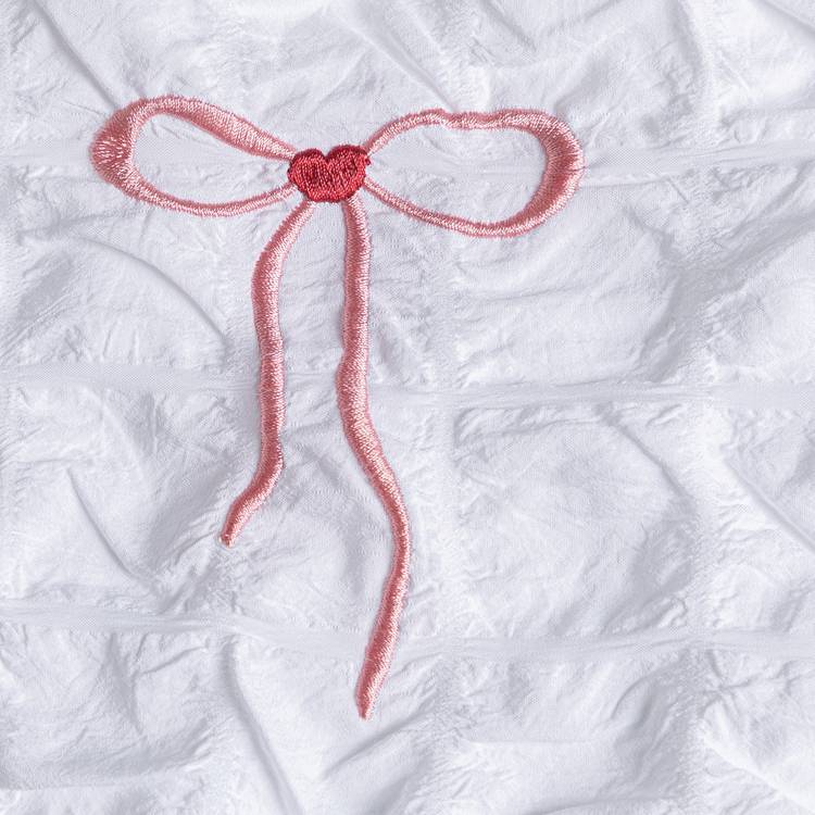 Argos Home embroidered bows white bedding set single, imported from the UK