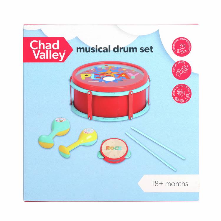 Chad Valley musical drum set with light-up pads, UK version
