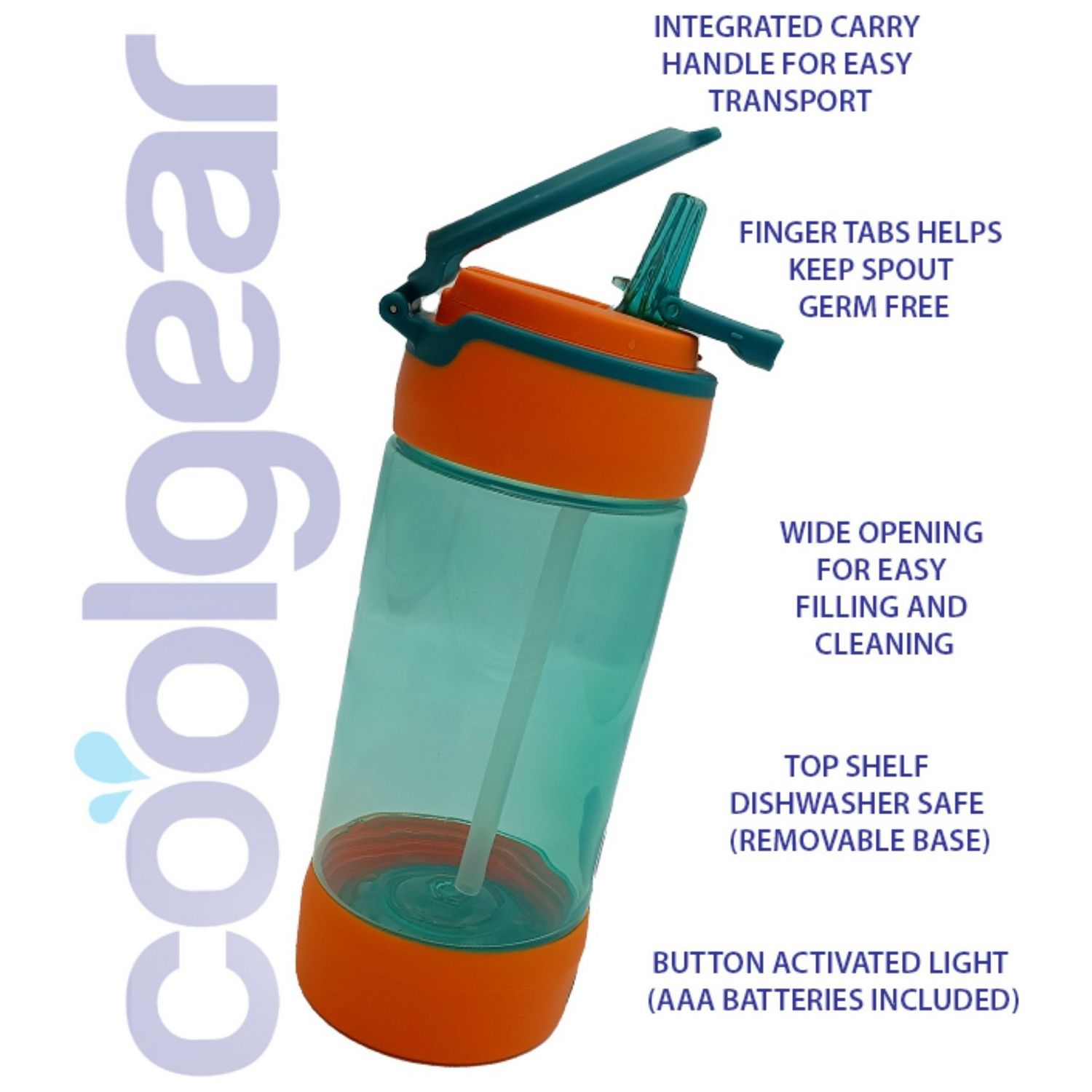 Cool Gear orange light-up bottle 473ml, UK version