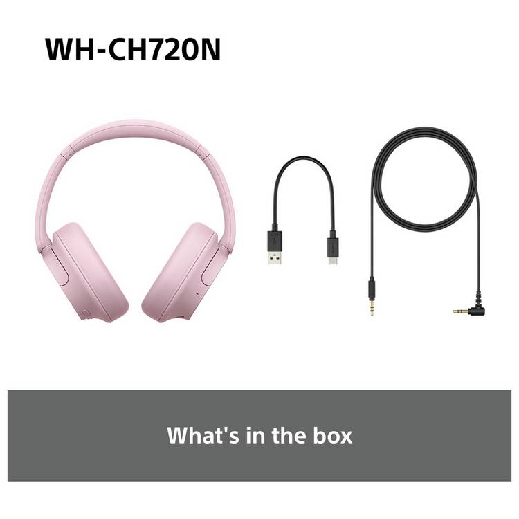 Sony WH-CH720N over-ear wireless headphones in pink, UK version
