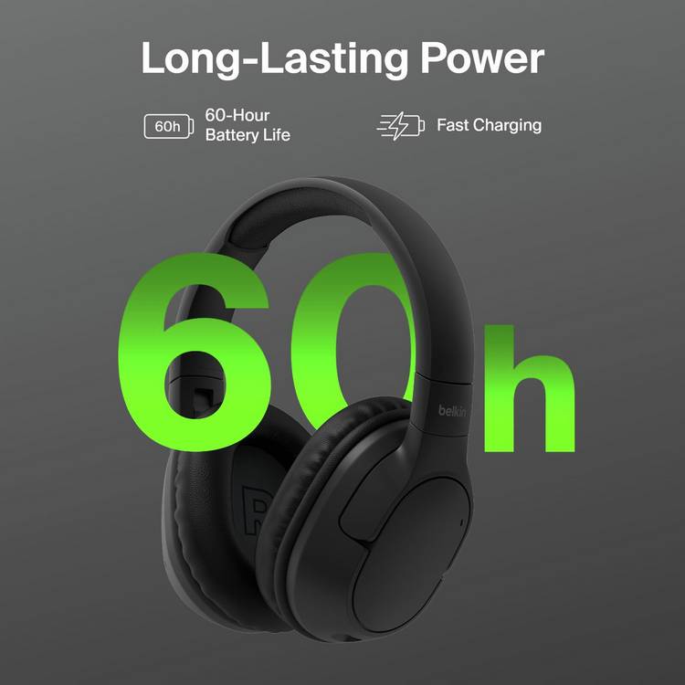 Belkin SoundForm Surround over-ear wireless headphones black (British brand)