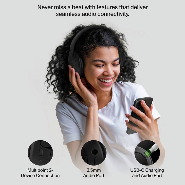 Belkin SoundForm Surround over-ear wireless headphones black (British brand)