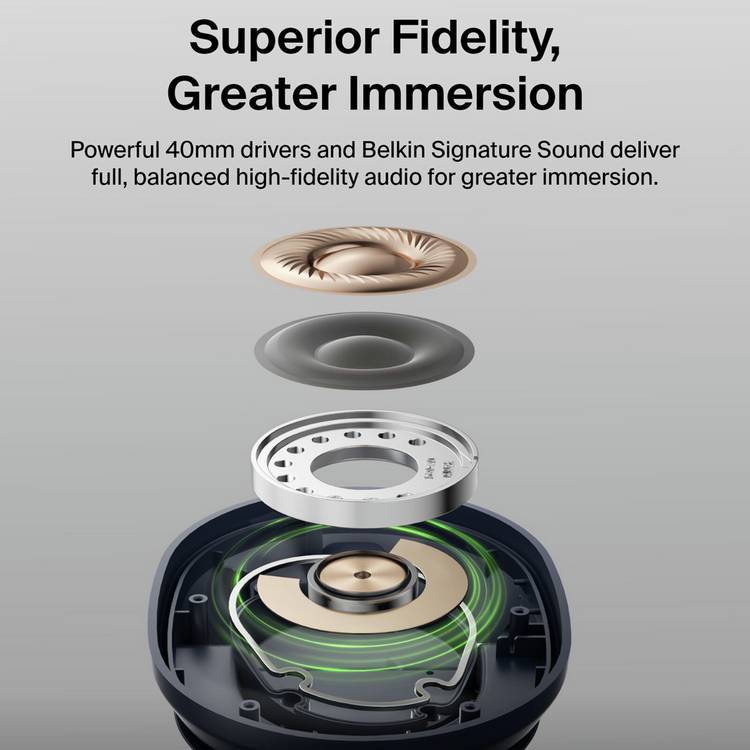 Belkin SoundForm Surround over-ear wireless headphones Navy - British product