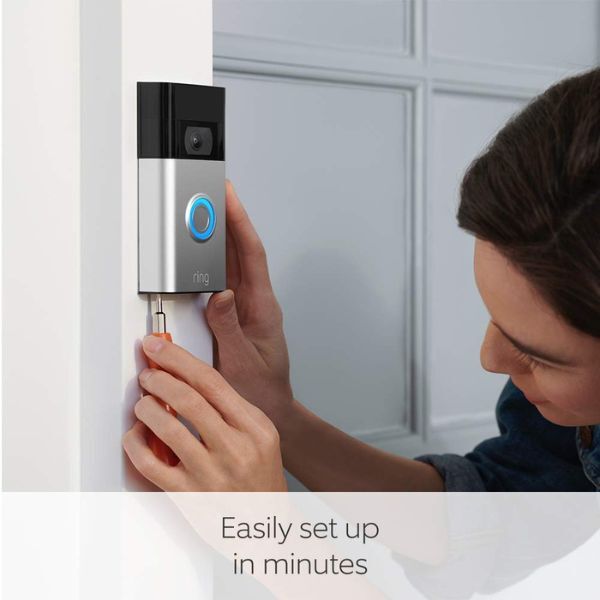 Ring Video Doorbell Gen 2 Satin Nickel, imported from the UK
