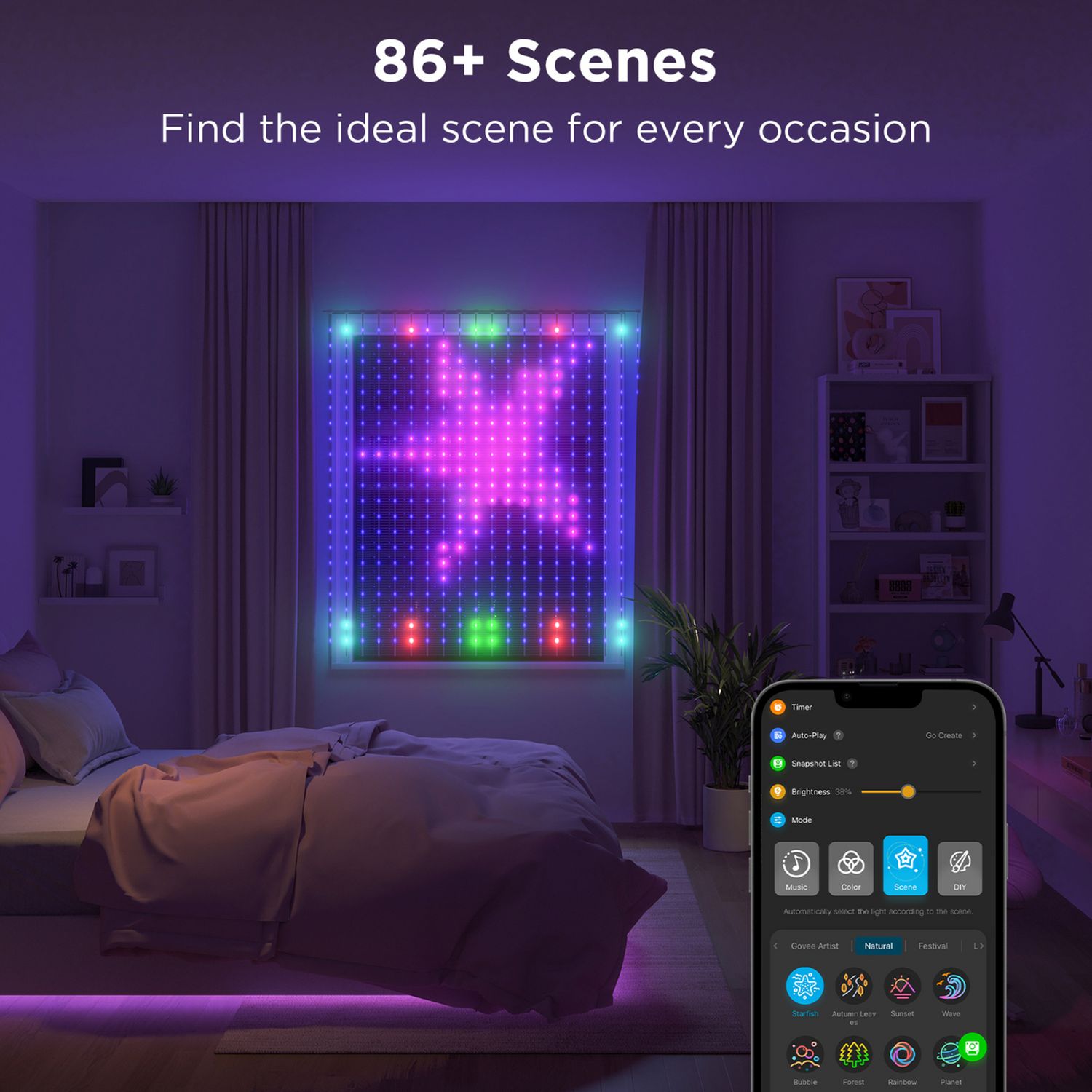 Govee RGBIC curtain lights 400 LEDs smart lighting - British product