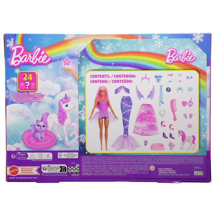 Barbie Advent Calendar 32cm with doll and 24 surprise toys (British brand)