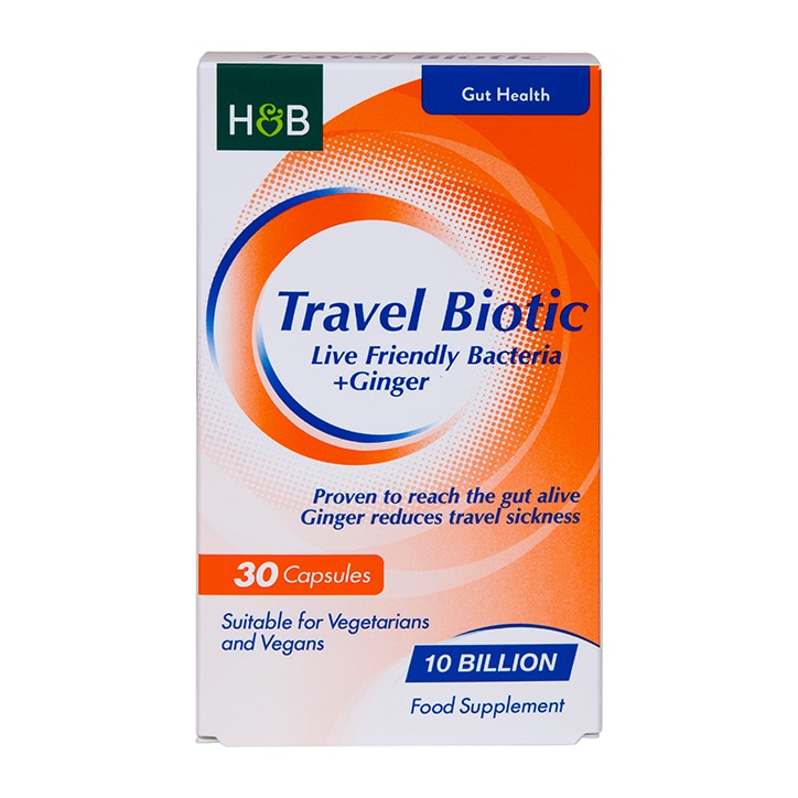 Holland & Barrett Travel Biotic Live Friendly Bacteria + Ginger 30 Capsules GOODS Holland&Barrett   