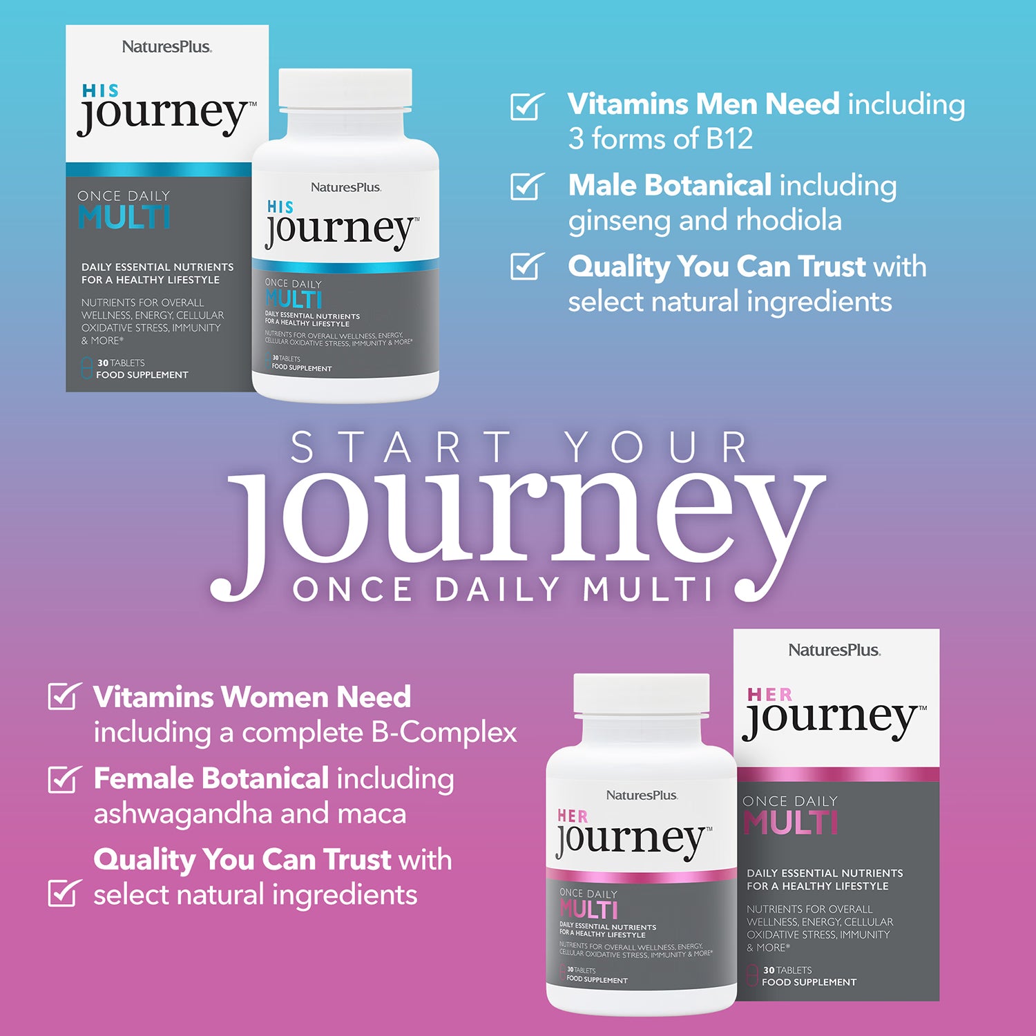 NaturesPlus Her Journey women's multivitamin 30 tablets, imported from the UK