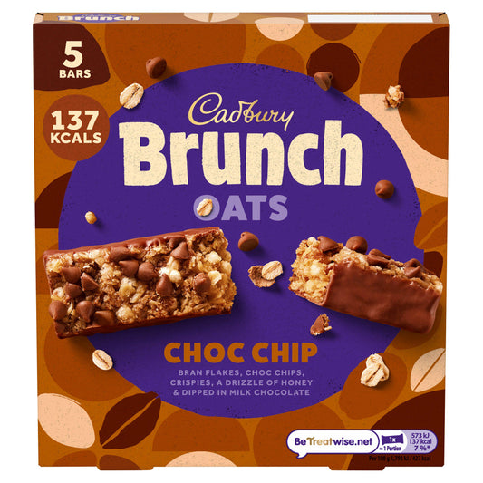 Cadbury Brunch Oats Chocolate Chip Cereal Bar Pack x5 160g cereal bars Sainsburys   