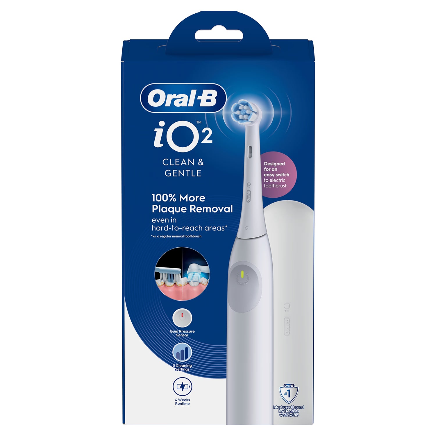 Oral-B iO 2 electric toothbrush white with travel case (British brand)