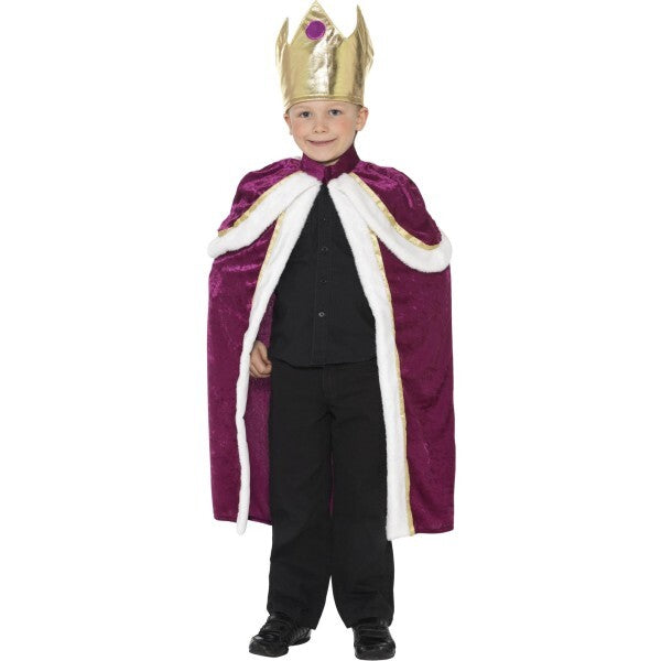 Smiffys Kiddy King Costume purple robe and crown - British product
