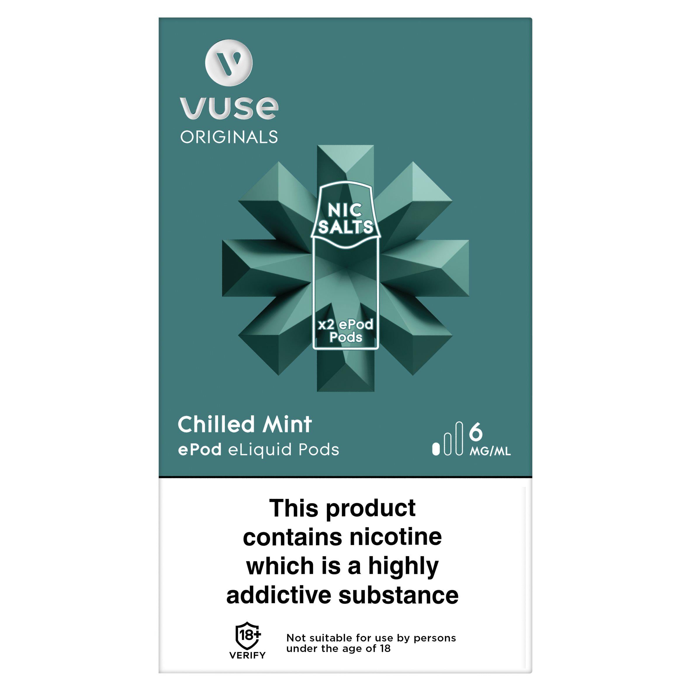 Vuse Vype ePod Refills Chilled Mint 6mg smoking control Sainsburys   