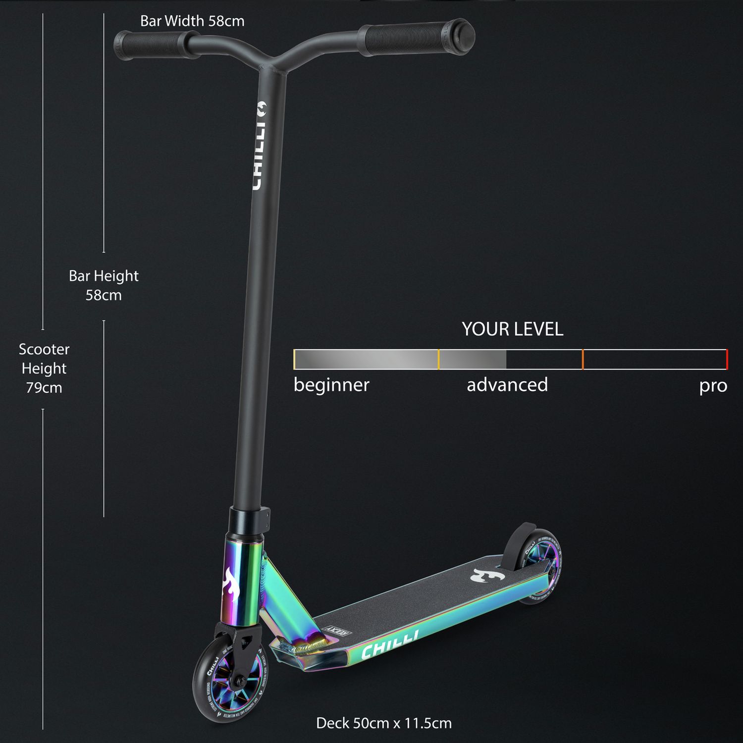 Chilli Pro Rocky stunt scooter 79 cm, imported from the UK