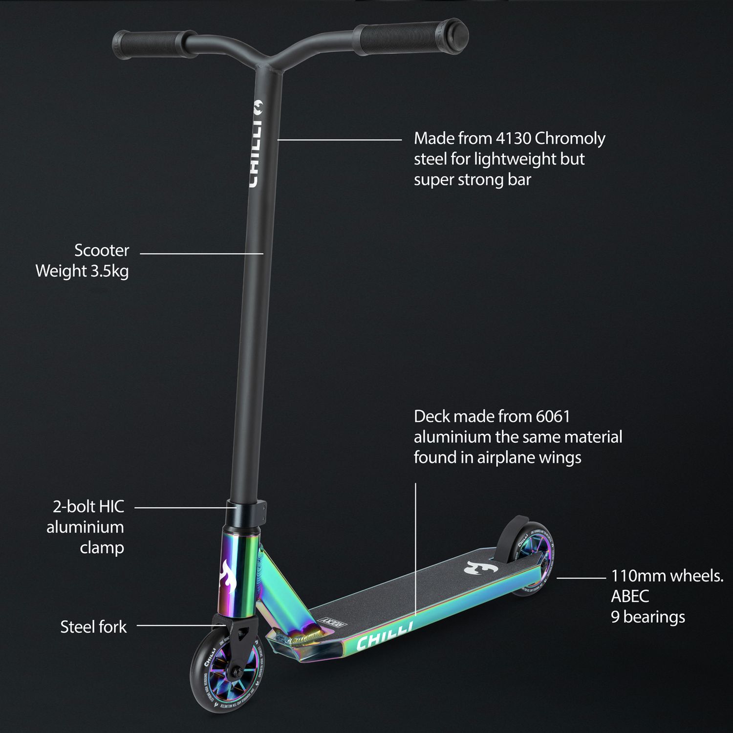 Chilli Pro Rocky stunt scooter 79 cm, imported from the UK