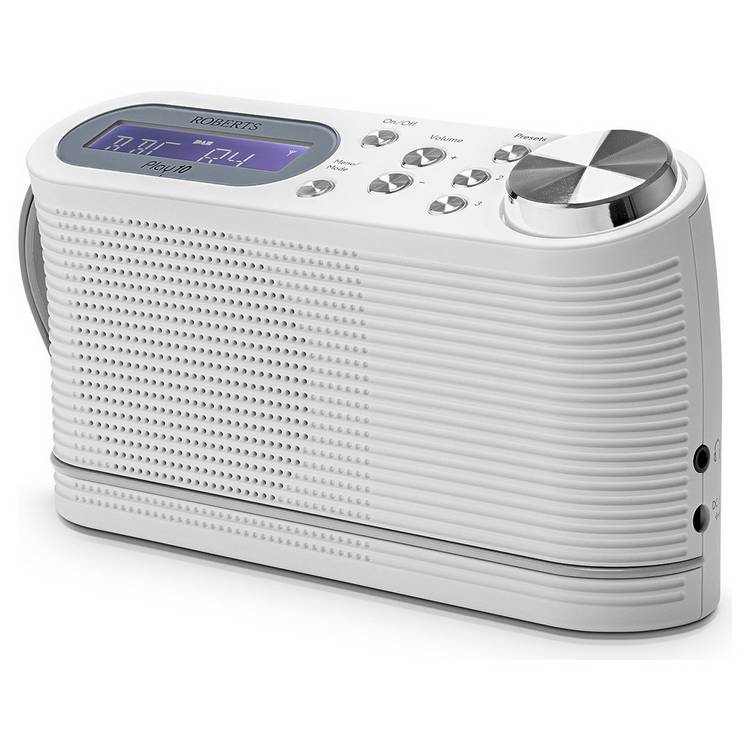 Roberts Play 10 portable DAB radio in White, UK version