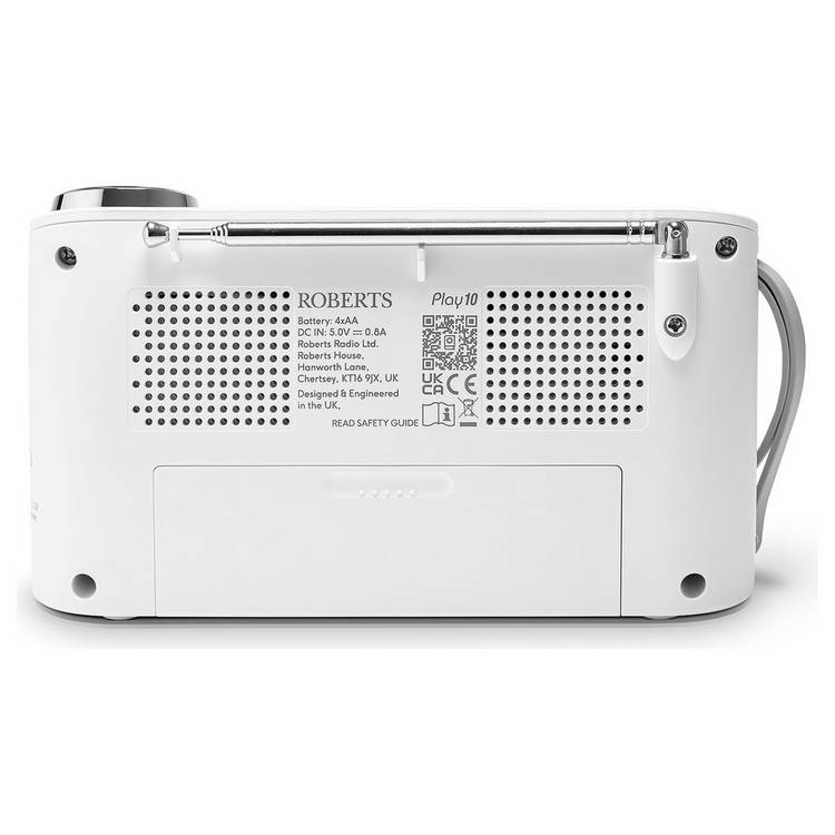 Roberts Play 10 portable DAB radio in White, UK version