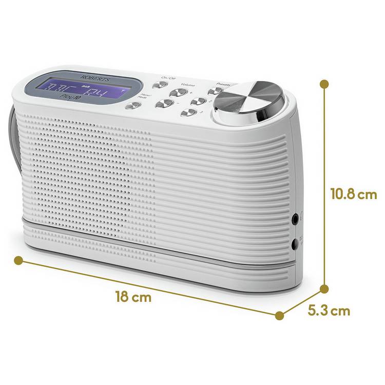 Roberts Play 10 portable DAB radio in White, UK version