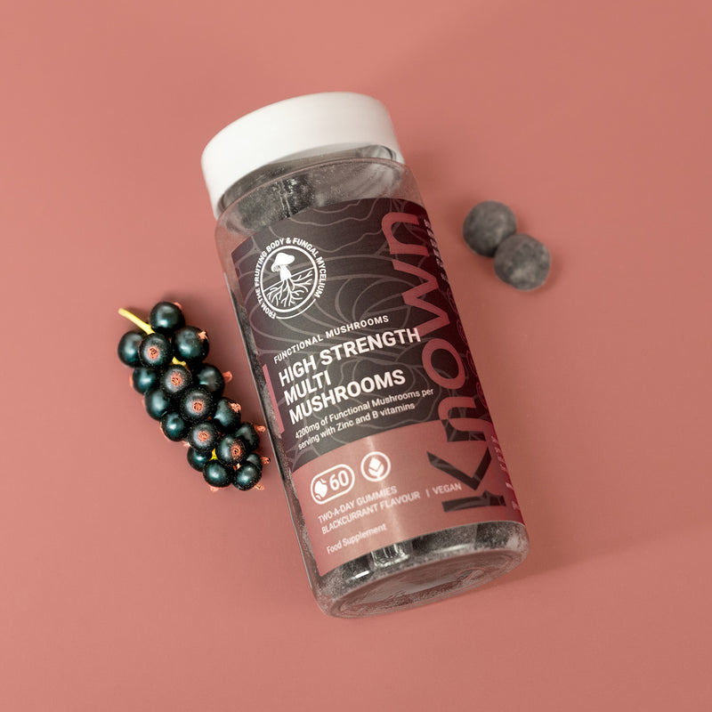 Known Nutrition blackcurrant mushroom gummies 60 count (British brand)