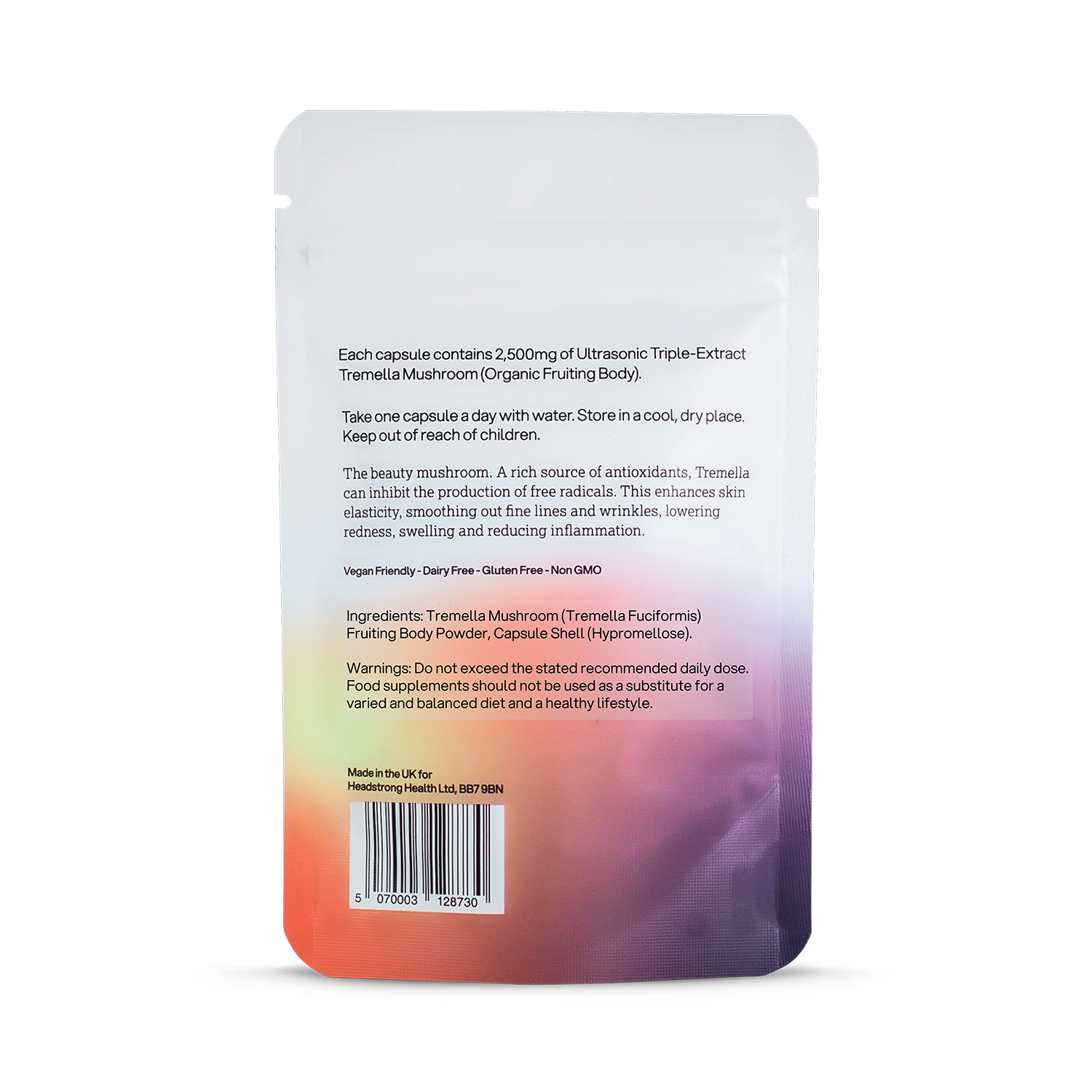 Headstrong Tremella Mushroom supplement 30 capsules - British product