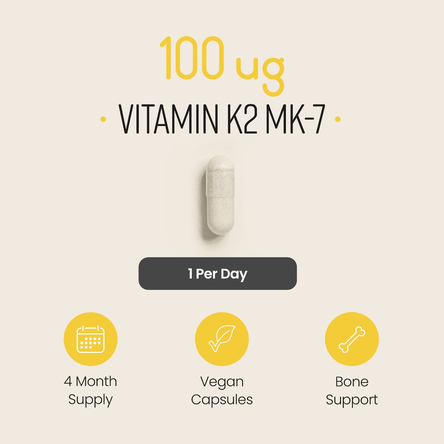 VitaBright Vitamin K2 MK7 supplement 100mcg 120 capsules, imported from the UK