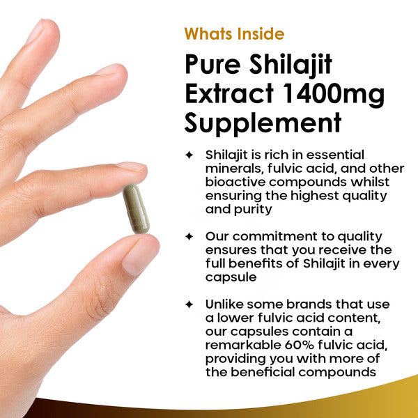 New Leaf Shilajit capsules 1400mg 60% fulvic acid 120 caps (British brand)