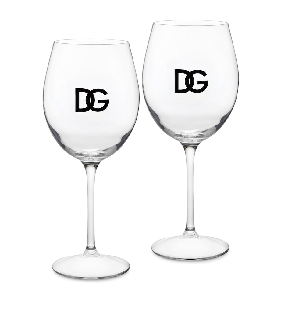Dolce&Gabbana Casa set of two DG Millennials logo wine glasses - British product