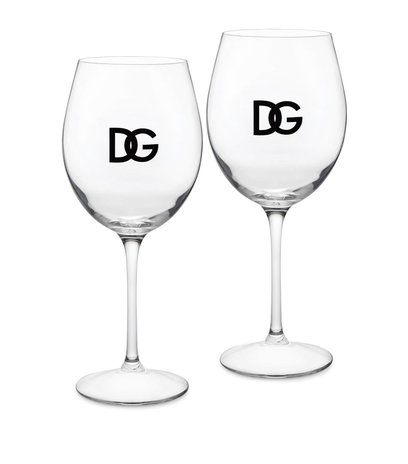 Dolce&Gabbana Casa set of two DG Millennials logo wine glasses - British product