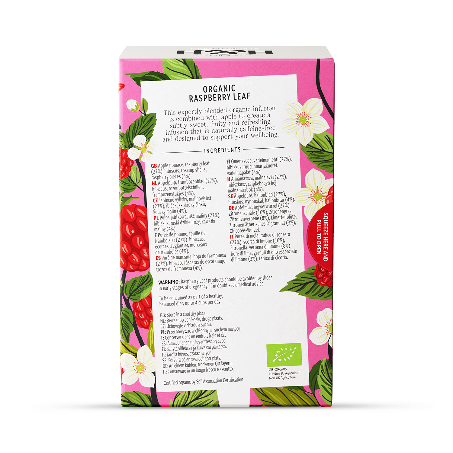 Heath & Heather organic raspberry leaf tea bags 20, UK version