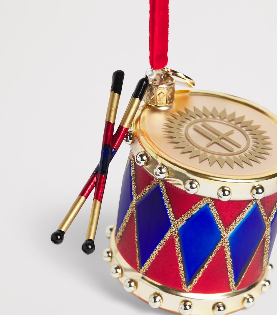 Harrods glass drum Christmas tree decoration with gold H (British brand)