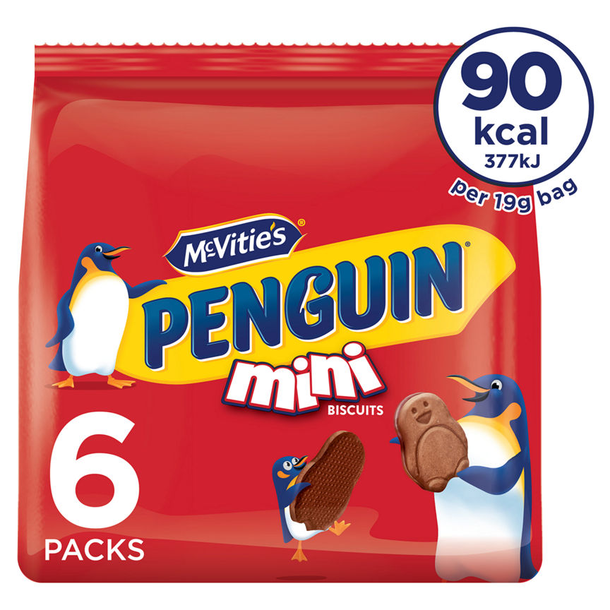 McVitie's Mini Penguin Milk Chocolate Biscuits Multipack 6x19g, 114g GOODS ASDA   