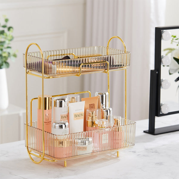Livingandhome two tier makeup storage rack gold (British brand)