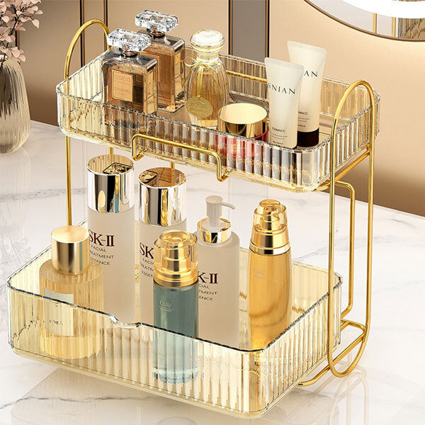 Livingandhome two tier makeup storage rack gold (British brand)