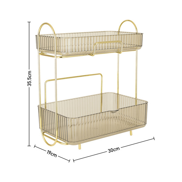 Livingandhome two tier makeup storage rack gold (British brand)
