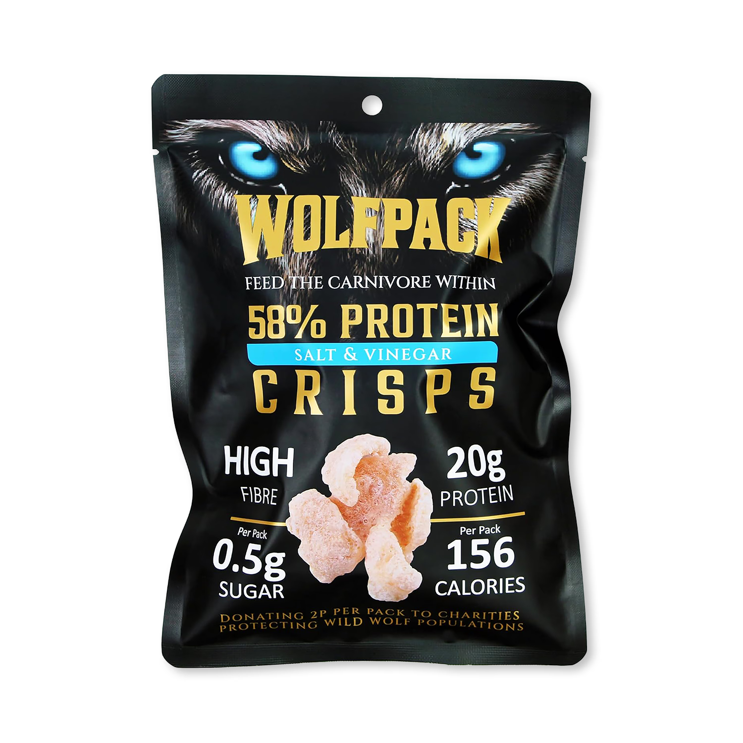 Wolfpack Protein Crisps Salt and Vinegar 12x35g multipack - British product