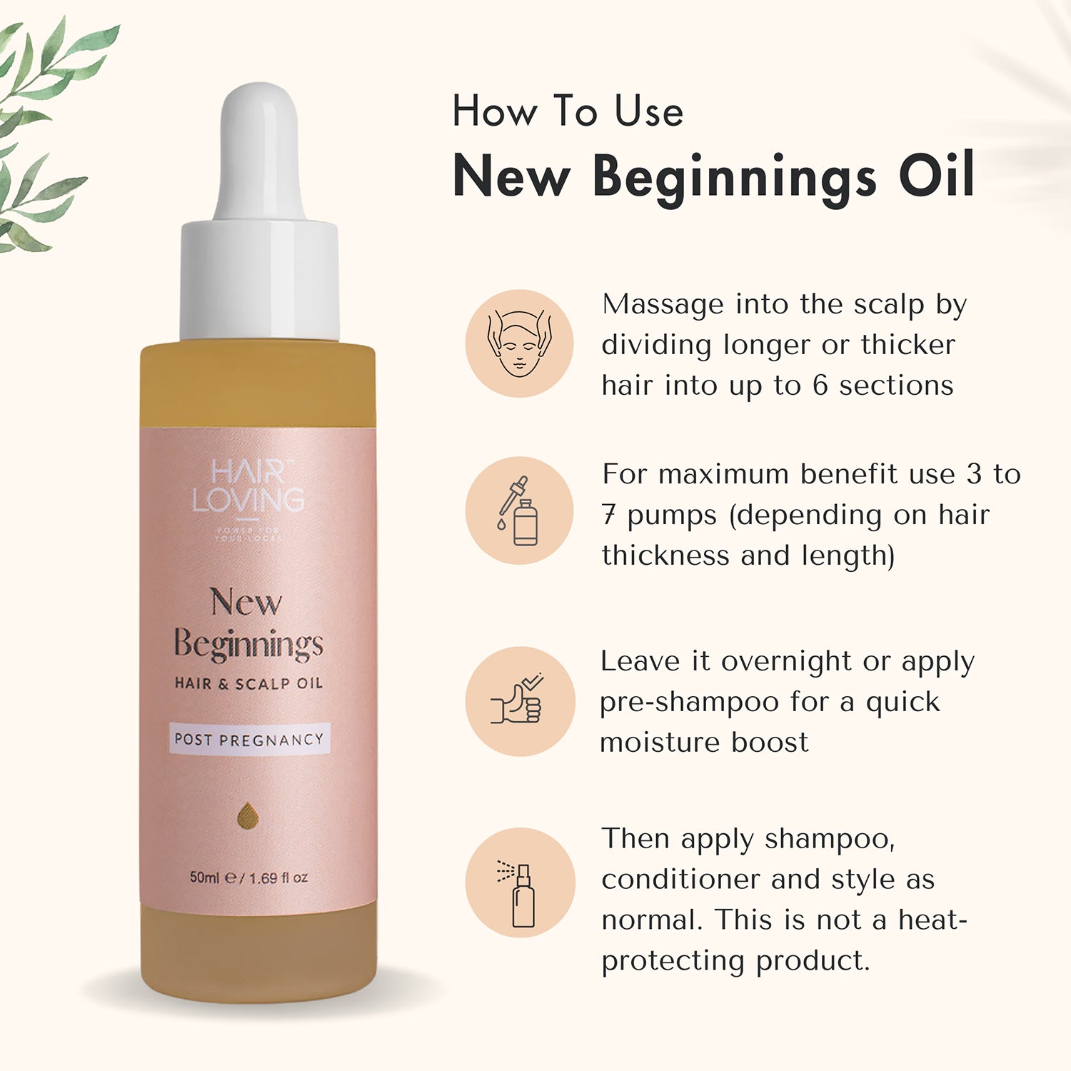 New Beginnings fragrance free hair and scalp oil, UK version