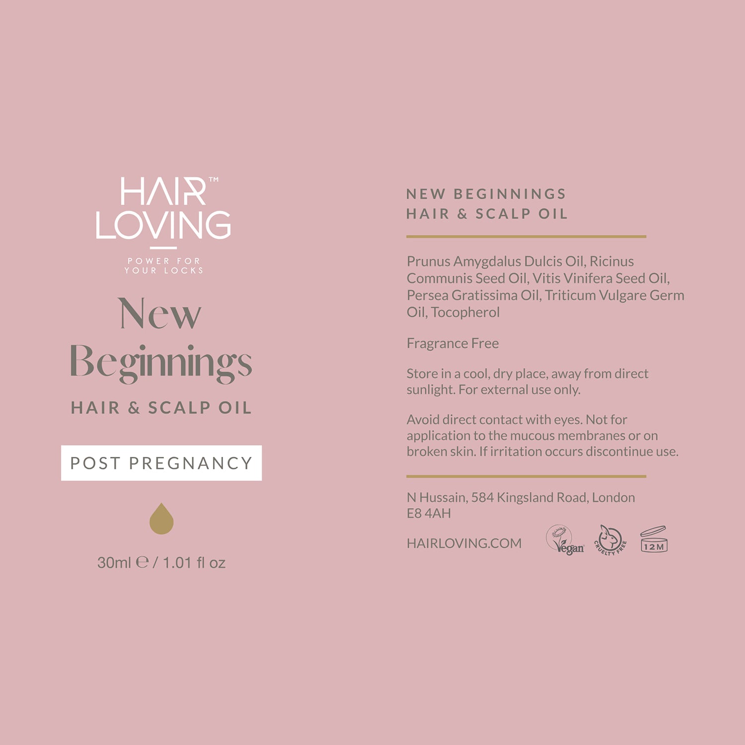 New Beginnings fragrance free hair and scalp oil, UK version