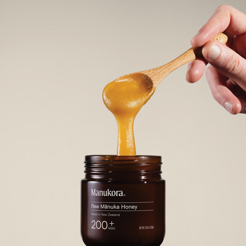 Manukora Manuka Honey MGO 200+ 225g jar, imported from the UK