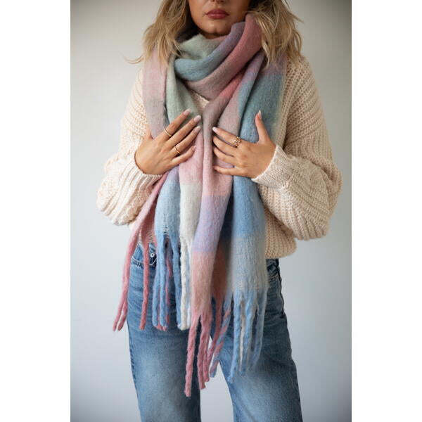 SVNX light checked print scarf Light Pastel Check One Size (British brand)