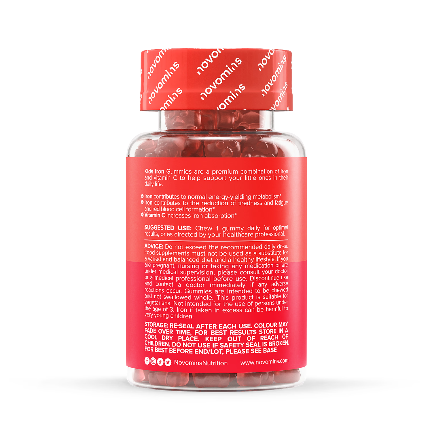 Novomins kids iron strawberry gummies 30, UK version