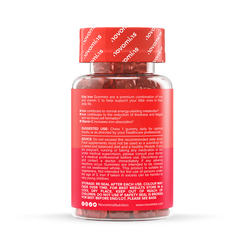 Novomins kids iron strawberry gummies 30, UK version