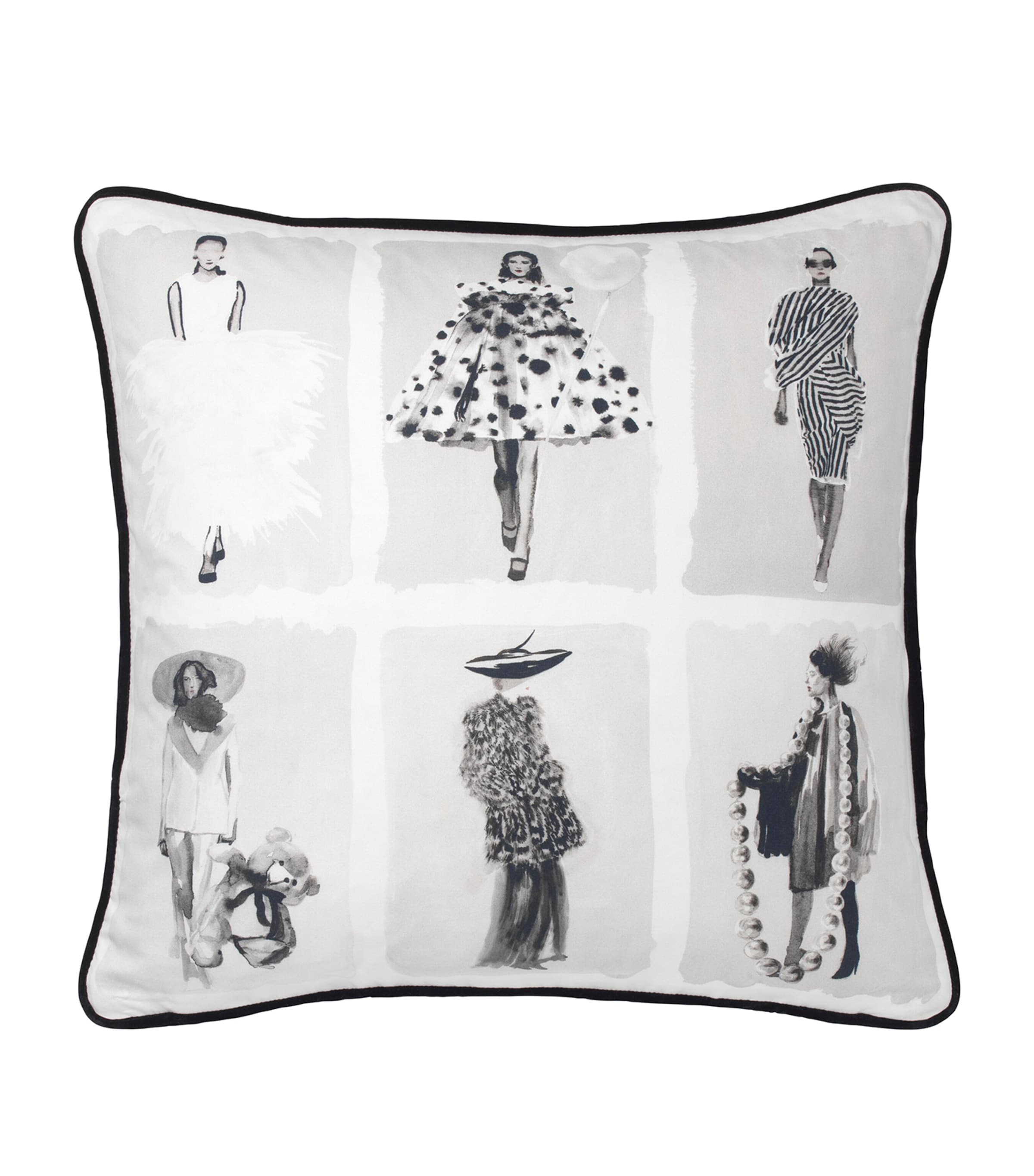 Carousel Design Fashion Illustration Cushion with Feather Down Filling 50cm x 50cm