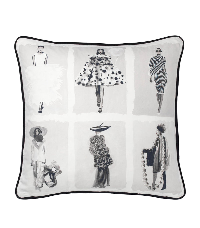 Carousel Design Fashion Illustration Cushion with Feather Down Filling 50cm x 50cm