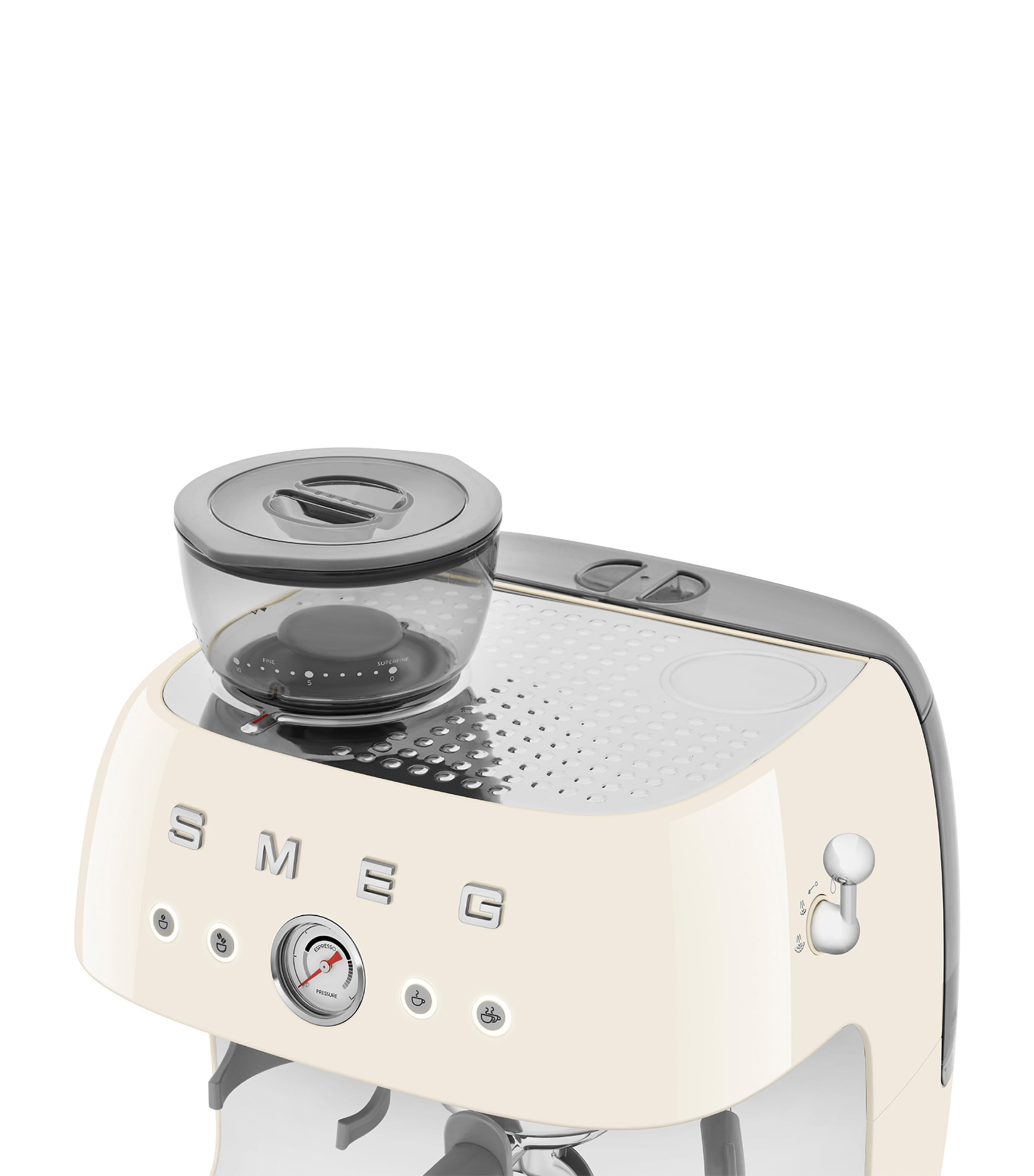 Smeg espresso coffee machine with grinder, retro design - British product