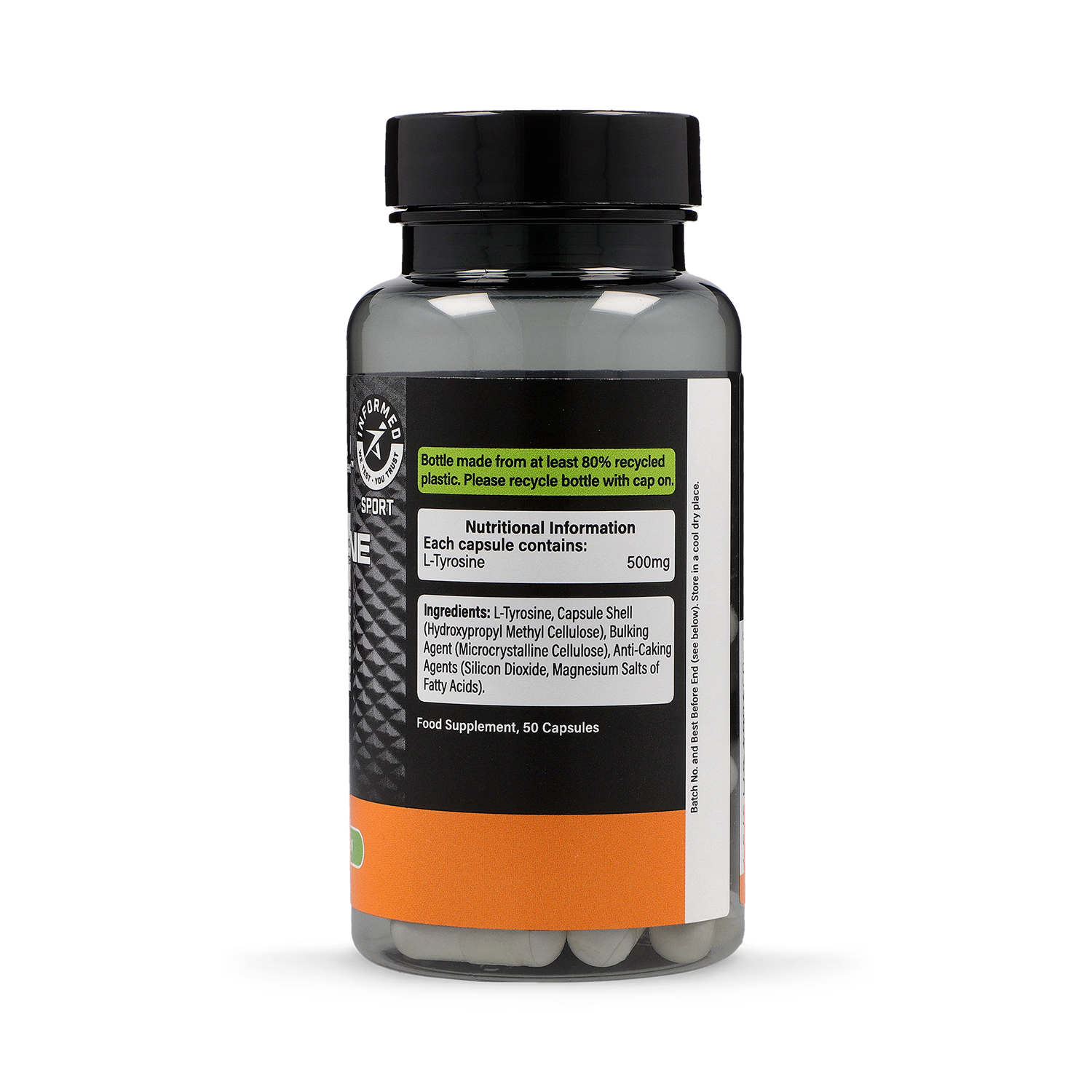 L-Tyrosine 500mg capsules box 50 units, UK version