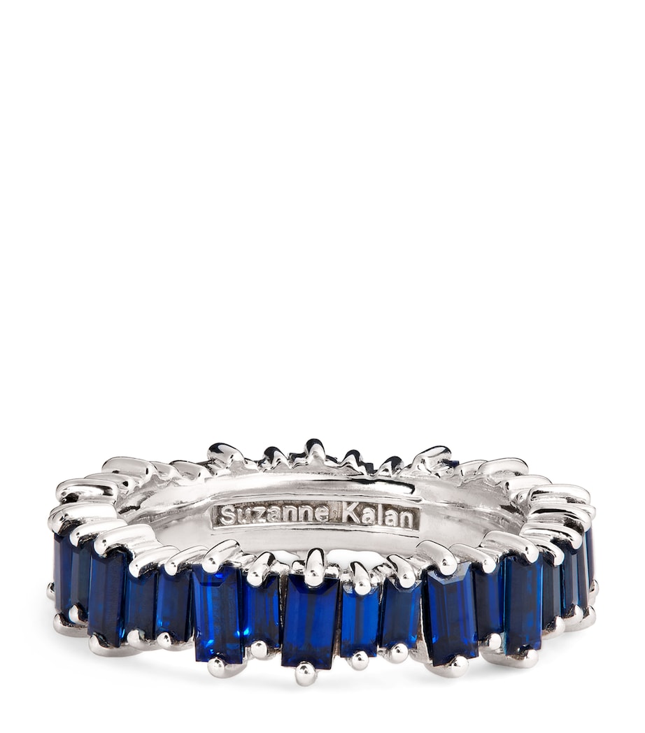 Suzanne Kalan white gold blue sapphire eternity ring 5mm, imported from the UK