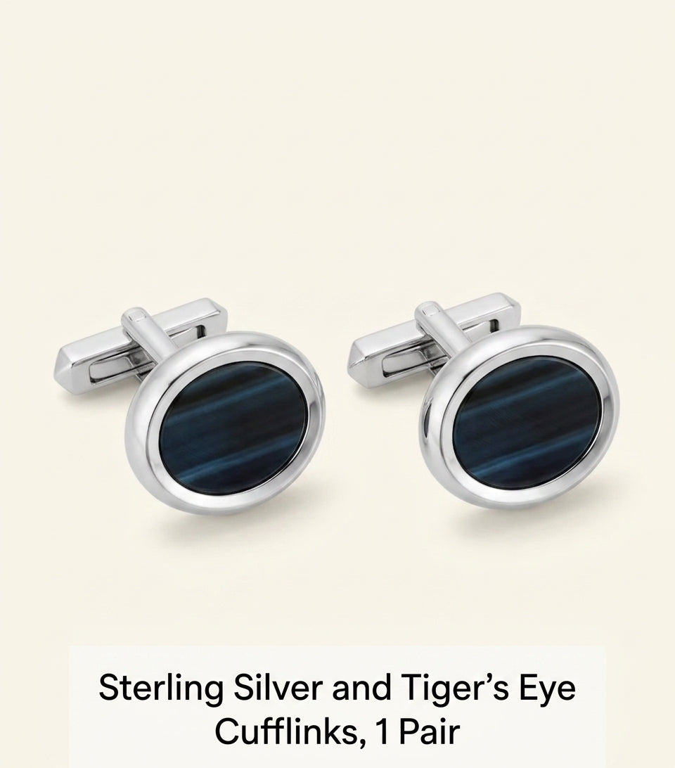 Cartier Panthère sterling silver cufflinks with hawk's eye - British brand