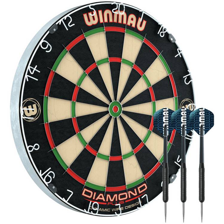 Winmau Diamond Plus dartboard set 45cm with darts, imported from the UK