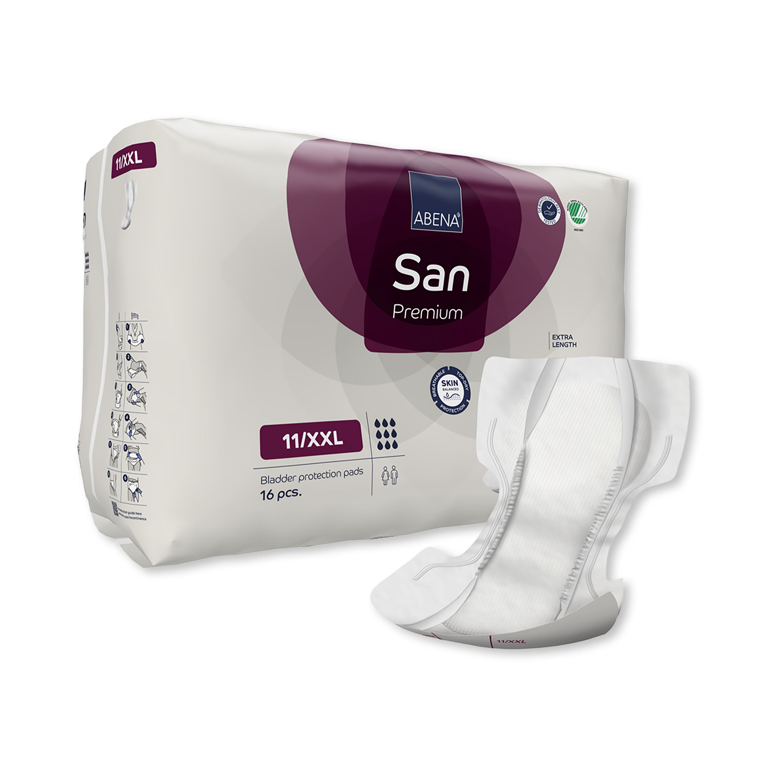 ABENA incontinence pads San Premium 11/XXL 16 Pack, UK version